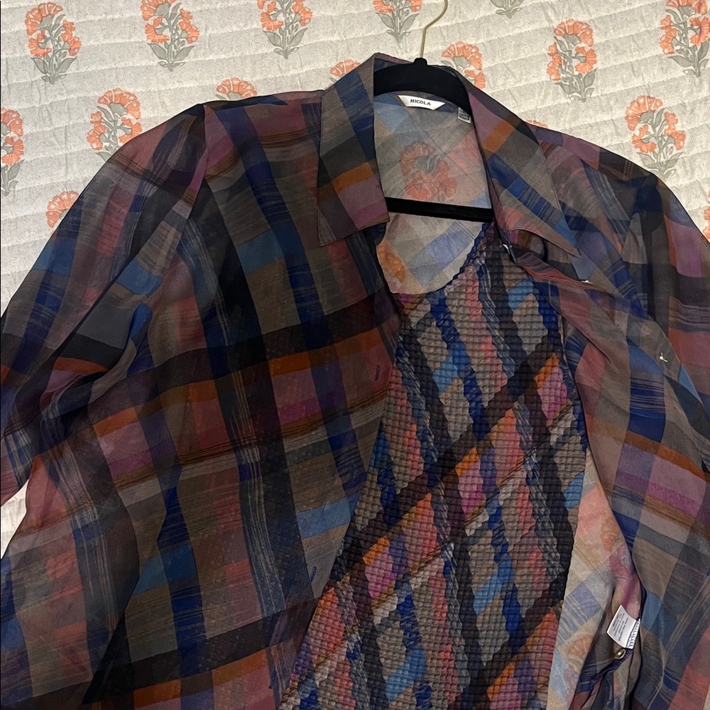 NICOLA Multicolor Plaid Sheer Tank Top
